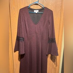 Elle Marooon Bell Sleeve Sweater Dress
